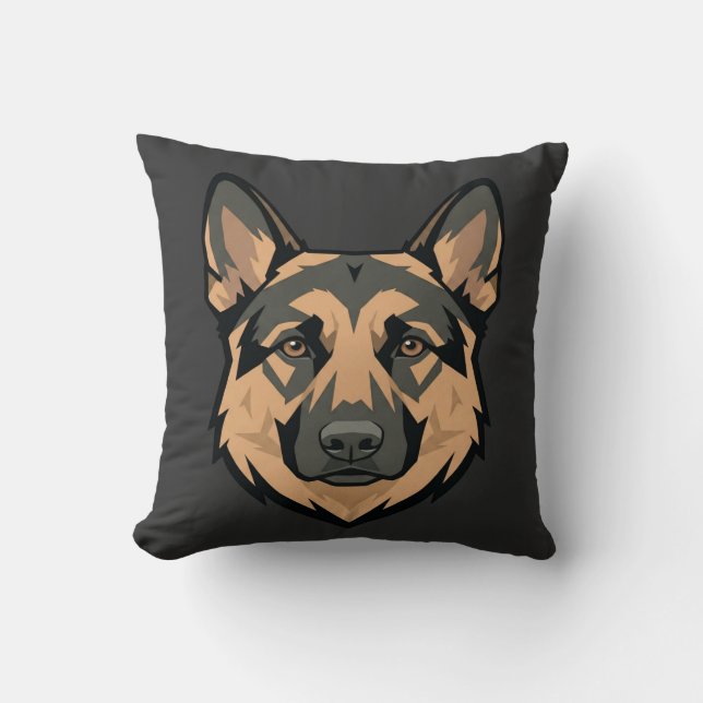 Geometric German Shepherd face Art Cushion (Front)