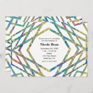 Geometric Glam Colours & Gold Party Invitations