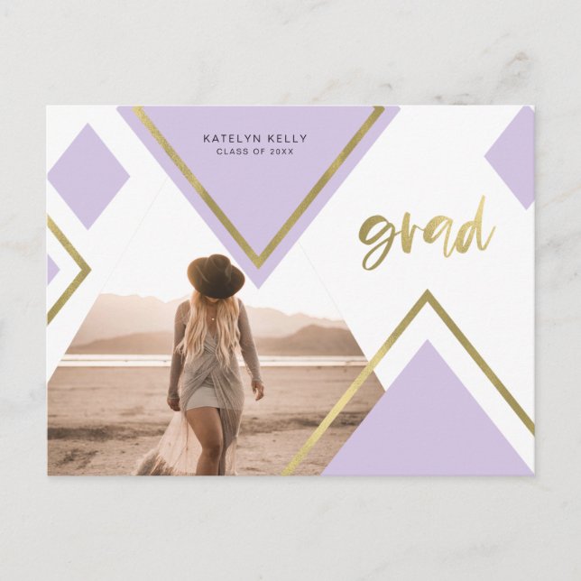 Geometric Glam Photo Graduation Announcements (Front)