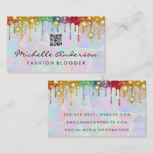 Geometric Glamour Sparkle Glitter Drip Business Card