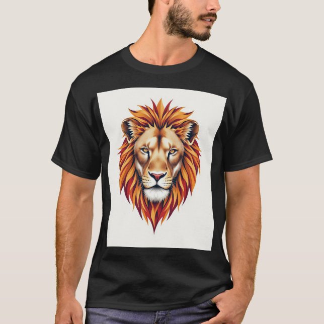 Geometric Glitch Lion T-Shirt Design (Front)
