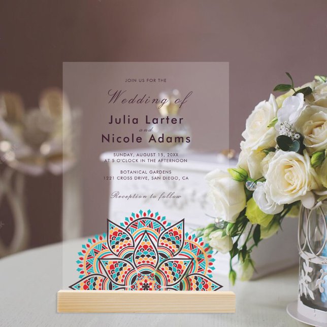 Geometric Glittering Metallic Luxury Wedding Acrylic Invitations (Creator Uploaded)