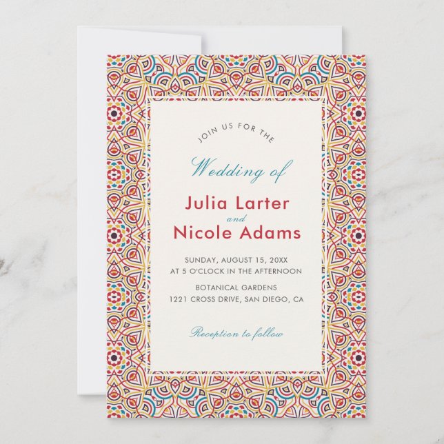Geometric Glittering Metallic Luxury Wedding Invitation (Front)