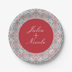 Geometric Glittering Metallic Luxury Wedding Paper Plate