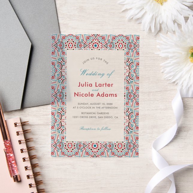 Geometric Glittering Metallic Luxury Wedding Vellum Invitations (Wedding)