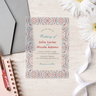 Geometric Glittering Metallic Luxury Wedding Vellum Invitations