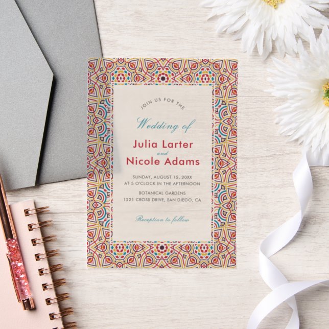 Geometric Glittering Metallic Luxury Wedding Vellum Invitations (Wedding)