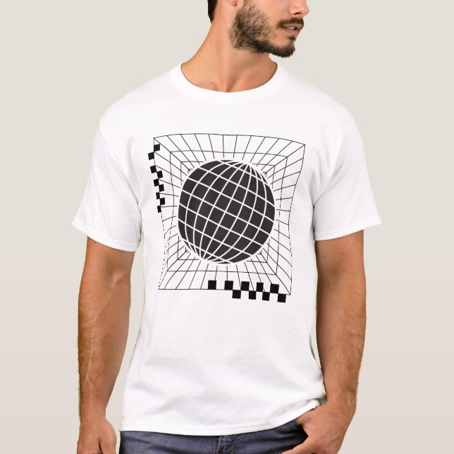 Geometric Global Sphere Design T-Shirt (Front)