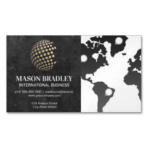 Geometric Globe Map of the World Magnetic Business Card