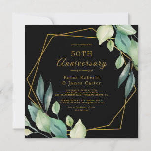 Geometric Gold 50th Anniversary Invitation