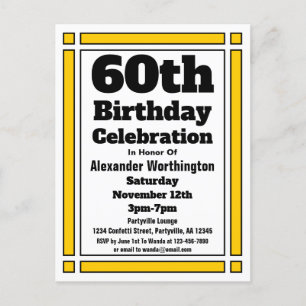 Geometric Gold 60th Birthday Invitation Postcard