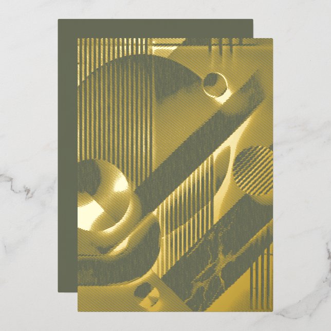 Geometric Gold Abstract Holiday Card (Front/Back)
