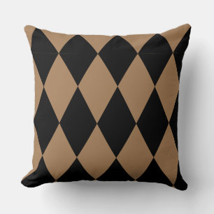 Geometric Gold and Black Diamond Harlequin Modern Cushion