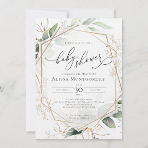 Geometric Gold Baby Shower Invitation