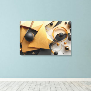 Geometric Gold & Black Elegance Canvas Print