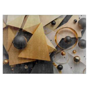 Geometric Gold & Black Elegance Cutting Board