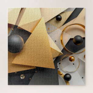 Geometric Gold & Black Elegance Jigsaw Puzzle