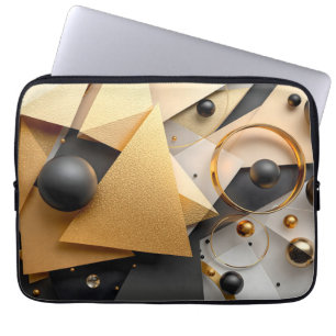 Geometric Gold & Black Elegance Laptop Sleeve