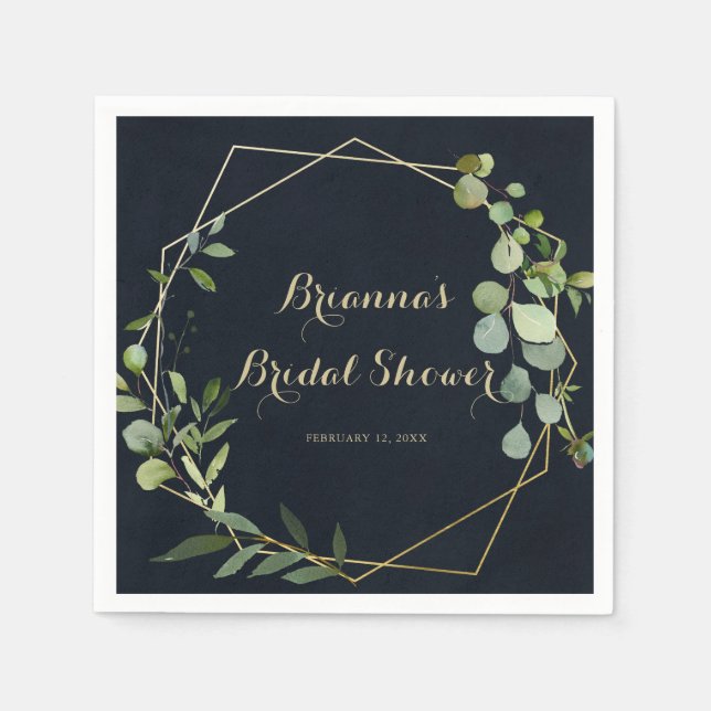 Geometric Gold Blue Green Bridal Shower Napkins (Front)