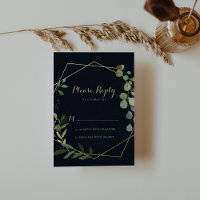 Geometric Gold Blue Green Calligraphy RSVP