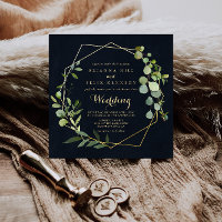 Geometric Gold Blue Green Front & Back Wedding