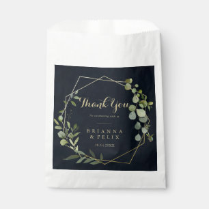 Geometric Gold Blue Green Thank You Wedding  Favour Bags