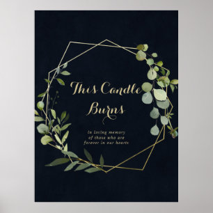 Geometric Gold Blue Green This Candle Burns Sign