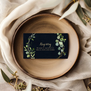 Geometric Gold Blue Green Wedding Gift Registry  Enclosure Card