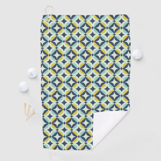 Geometric Gold & Blue Pattern Golf Towel (InSitu)