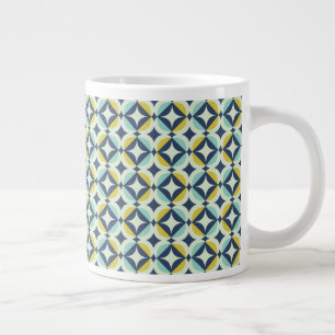 Geometric Gold & Blue Pattern Large Coffee Mug