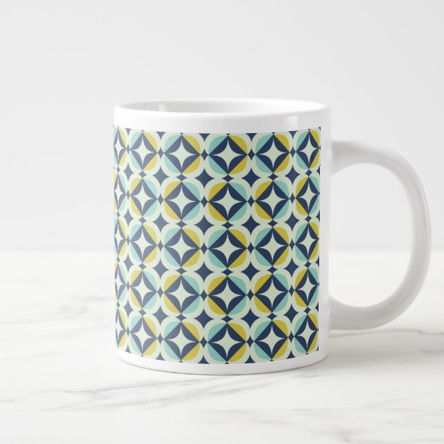 Geometric Gold & Blue Pattern Large Coffee Mug (Right)