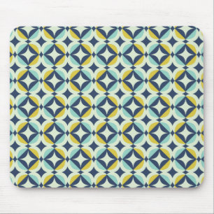 Geometric Gold & Blue Pattern Mouse Mat