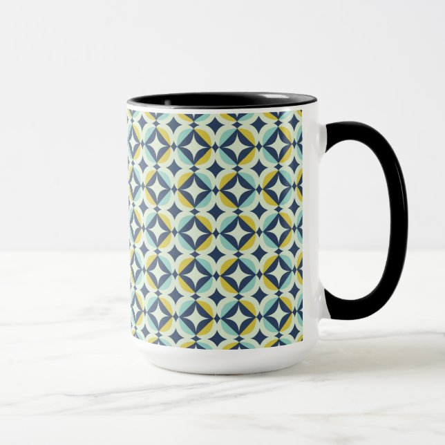 Geometric Gold & Blue Pattern Mug (Right)