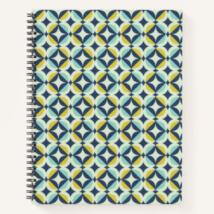 Geometric Gold & Blue Pattern Notebook