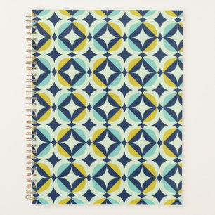 Geometric Gold & Blue Pattern Planner