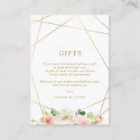 geometric gold & blush floral wedding gifts card