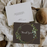 Geometric Gold Brown Green Eucalyptus Flat Wedding