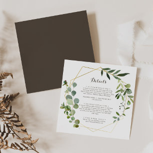 Geometric Gold Brown Green Wedding Details Enclosure Card