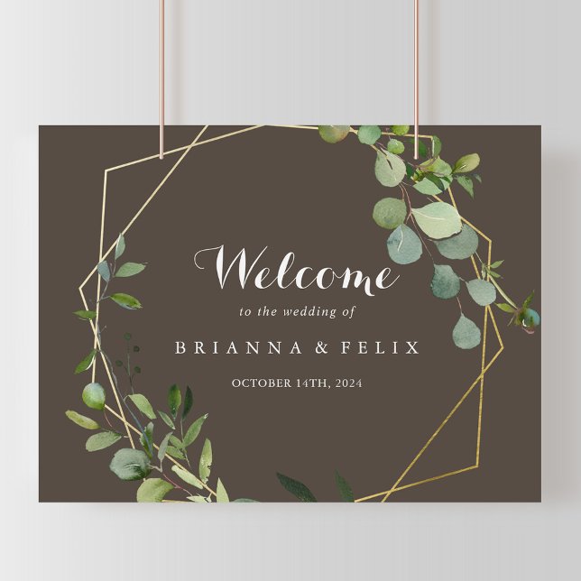 Geometric Gold Brown Green Wedding Welcome Sign (Creator Uploaded)