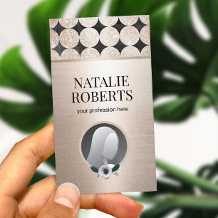 Geometric Gold Circles Elegant Floral Photo  Business Card