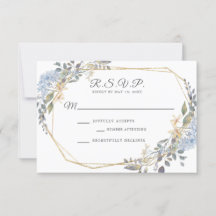 Geometric Gold Dusty Blue Floral Wedding