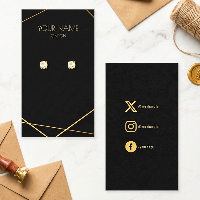 Geometric gold earring miniature display card (Geometric gold earring miniature display card)