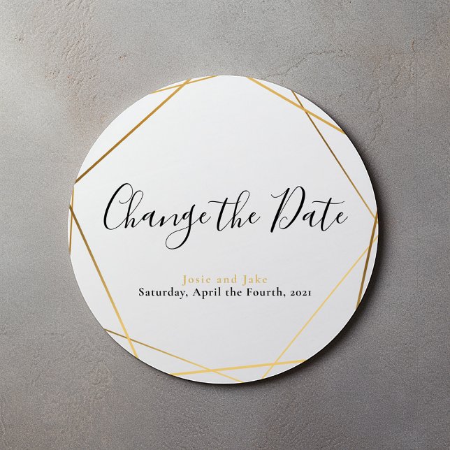 Geometric gold effect change the date classic round sticker (Creator Uploaded)
