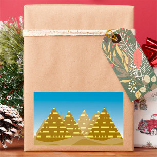 Geometric Gold Egyptian Pyramids Desert Landscape Rectangular Sticker