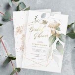 Geometric Gold Eucalyptus Greenery Bridal Shower Invitation<br><div class="desc">Unique gold geometric framed in eucalyptus leaves and branches make a stunning bridal shower announcement.  Pairs well with most eucalyptus-themed wedding stationery.</div>