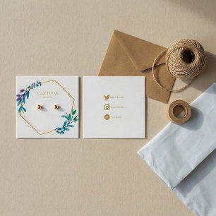 Geometric gold flower wreath earring display card