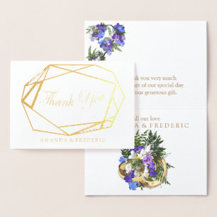 Geometric Gold Foil Jacaranda THANK YOU Card