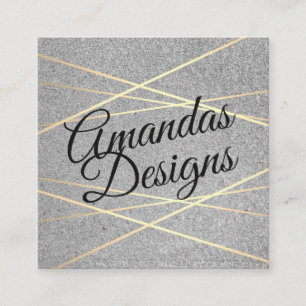 Geometric Gold Foil with Glitter Square Business Card