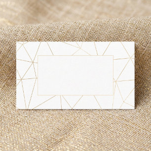 Geometric gold frame guest name place card
