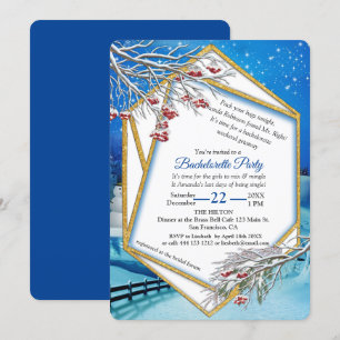 Geometric Gold-Frame Winter Bachelorette Party Invitation